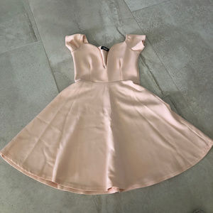 Missguided Pink Scuba Off The Shoulder Dress